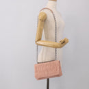 PRADA Chain Shoulder Bag Leather Pink Silver Auth 210425V-28
