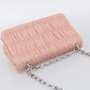 PRADA Chain Shoulder Bag Leather Pink Silver Auth 210425V-6