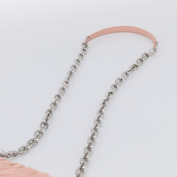 PRADA Chain Shoulder Bag Leather Pink Silver Auth 210425V