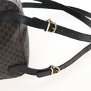 CELINE Macadam Canvas Backpack PVC Leather Black Gold Auth 210440V-11