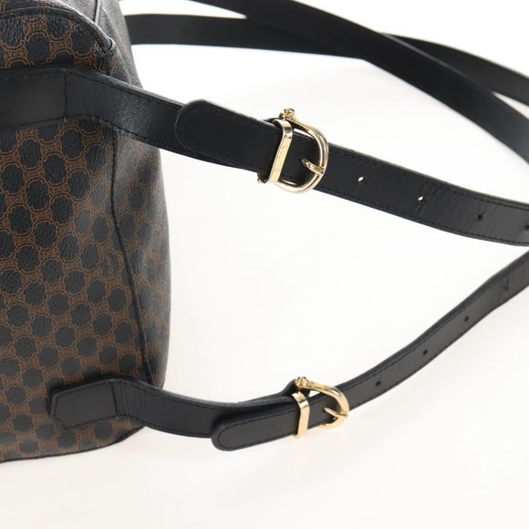 CELINE Macadam Canvas Backpack PVC Leather Black Gold Auth 210440V