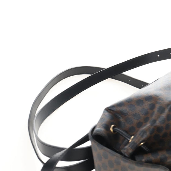 CELINE Macadam Canvas Backpack PVC Leather Black Gold Auth 210440V
