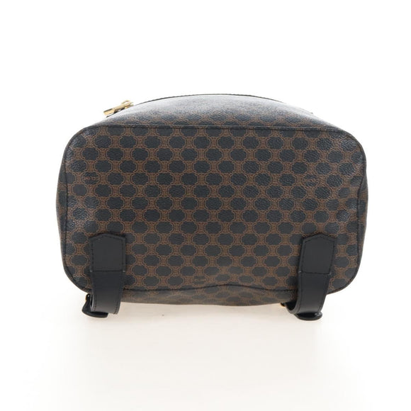 CELINE Macadam Canvas Backpack PVC Leather Black Gold Auth 210440V