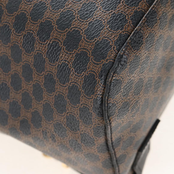 CELINE Macadam Canvas Backpack PVC Leather Black Gold Auth 210440V