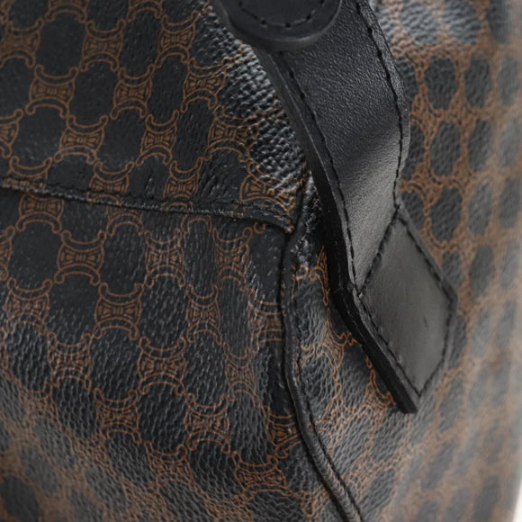CELINE Macadam Canvas Backpack PVC Leather Black Gold Auth 210440V