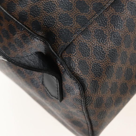 CELINE Macadam Canvas Backpack PVC Leather Black Gold Auth 210440V