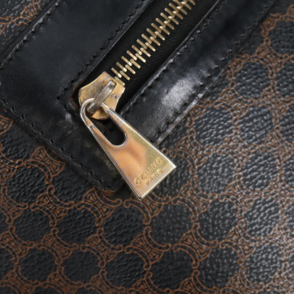 CELINE Macadam Canvas Backpack PVC Leather Black Gold Auth 210440V