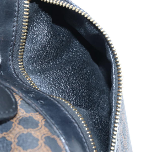 CELINE Macadam Canvas Backpack PVC Leather Black Gold Auth 210440V