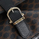CELINE Macadam Canvas Backpack PVC Leather Black Gold Auth 210440V-22