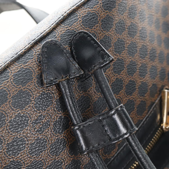 CELINE Macadam Canvas Backpack PVC Leather Black Gold Auth 210440V