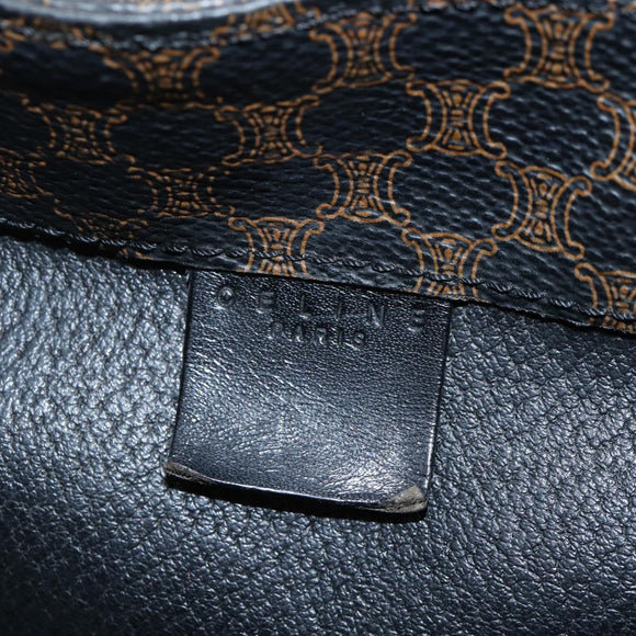 CELINE Macadam Canvas Backpack PVC Leather Black Gold Auth 210440V