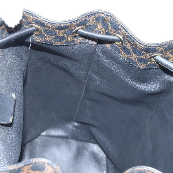 CELINE Macadam Canvas Backpack PVC Leather Black Gold Auth 210440V