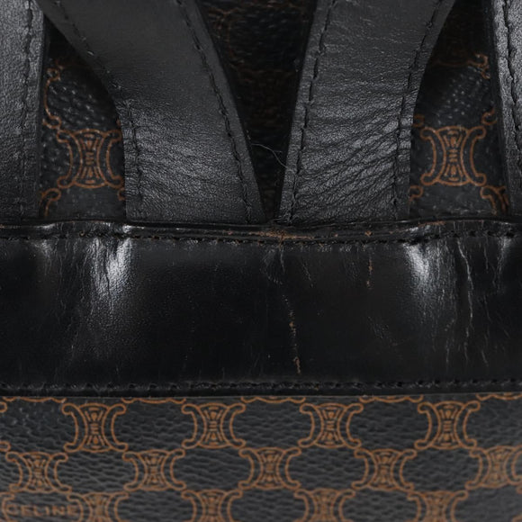 CELINE Macadam Canvas Backpack PVC Leather Black Gold Auth 210440V