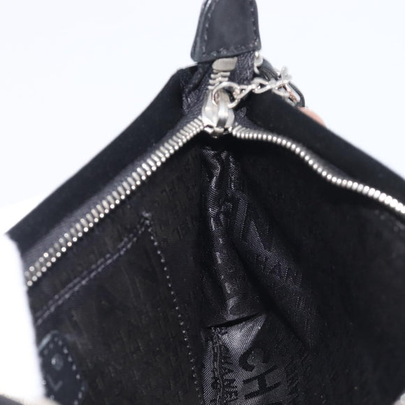 CHANEL COCO Mark Shoulder Bag Satin Black Silver CC Auth 210441V