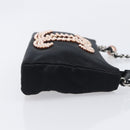 CHANEL COCO Mark Shoulder Bag Satin Black Silver CC Auth 210441V-4