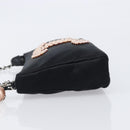 CHANEL COCO Mark Shoulder Bag Satin Black Silver CC Auth 210441V-5
