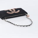 CHANEL COCO Mark Shoulder Bag Satin Black Silver CC Auth 210441V-7