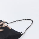 CHANEL COCO Mark Shoulder Bag Satin Black Silver CC Auth 210441V-8