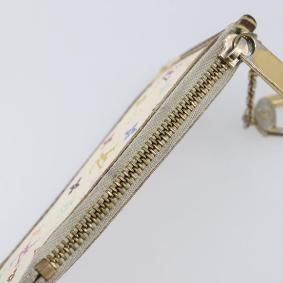 LOUIS VUITTON Monogram Multicolor Pochette Cles Purse White M92655 Auth 210445