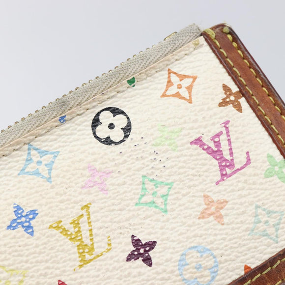 LOUIS VUITTON Monogram Multicolor Pochette Cles Purse White M92655 Auth 210445