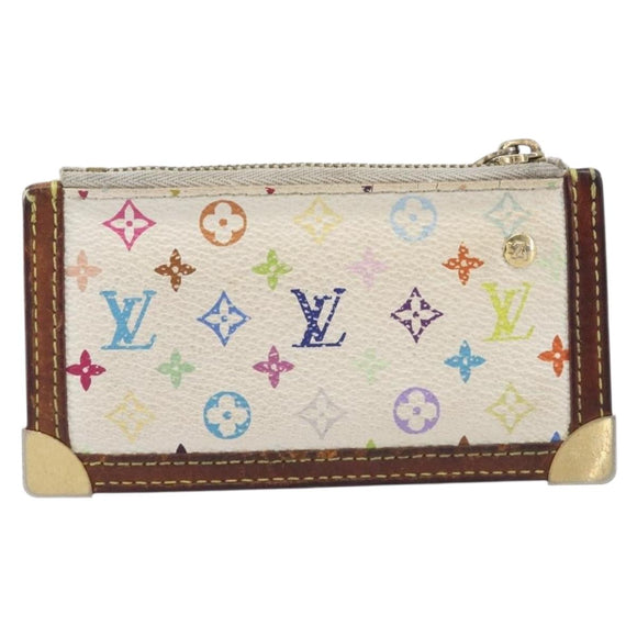 LOUIS VUITTON Monogram Multicolor Pochette Cles Purse White M92655 Auth 210445