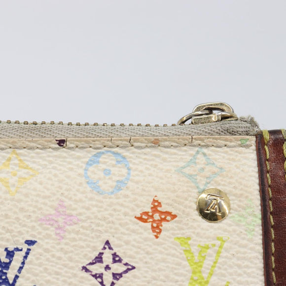 LOUIS VUITTON Monogram Multicolor Pochette Cles Purse White M92655 Auth 210445