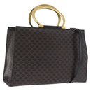 CELINE Macadam Canvas Hand Bag PVC Leather 2way Black Gold Auth 210448A-1