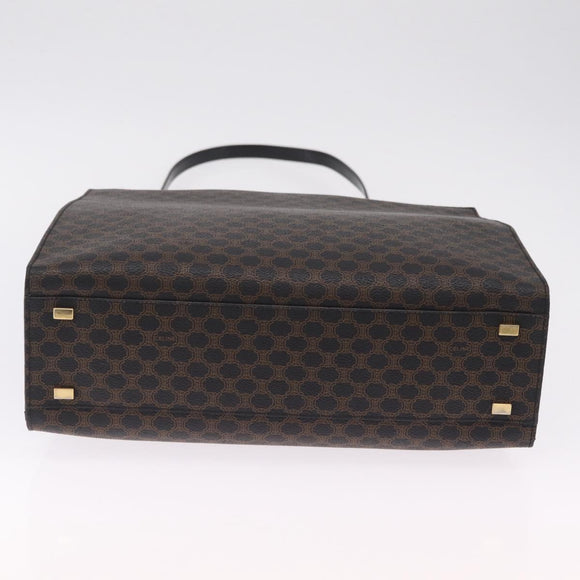 CELINE Macadam Canvas Hand Bag PVC Leather 2way Black Gold Auth 210448A