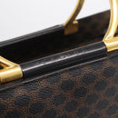 CELINE Macadam Canvas Hand Bag PVC Leather 2way Black Gold Auth 210448A-16