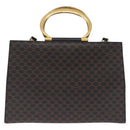 CELINE Macadam Canvas Hand Bag PVC Leather 2way Black Gold Auth 210448A-2