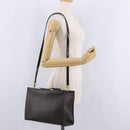 CELINE Macadam Canvas Hand Bag PVC Leather 2way Black Gold Auth 210448A-24