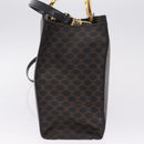 CELINE Macadam Canvas Hand Bag PVC Leather 2way Black Gold Auth 210448A-4
