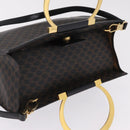CELINE Macadam Canvas Hand Bag PVC Leather 2way Black Gold Auth 210448A-6