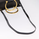 CELINE Macadam Canvas Hand Bag PVC Leather 2way Black Gold Auth 210448A-9