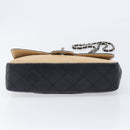 CHANEL Matelasse Chain Shoulder Bag Lamb Skin Black Beige CC Auth 210449V-10