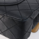 CHANEL Matelasse Chain Shoulder Bag Lamb Skin Black Beige CC Auth 210449V-13
