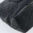 CHANEL Matelasse Chain Shoulder Bag Lamb Skin Black Beige CC Auth 210449V-14