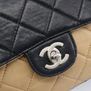 CHANEL Matelasse Chain Shoulder Bag Lamb Skin Black Beige CC Auth 210449V-15
