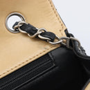 CHANEL Matelasse Chain Shoulder Bag Lamb Skin Black Beige CC Auth 210449V-21