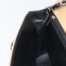 CHANEL Matelasse Chain Shoulder Bag Lamb Skin Black Beige CC Auth 210449V-25