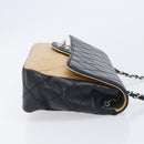 CHANEL Matelasse Chain Shoulder Bag Lamb Skin Black Beige CC Auth 210449V-4