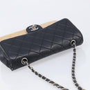 CHANEL Matelasse Chain Shoulder Bag Lamb Skin Black Beige CC Auth 210449V-6