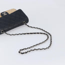 CHANEL Matelasse Chain Shoulder Bag Lamb Skin Black Beige CC Auth 210449V-7