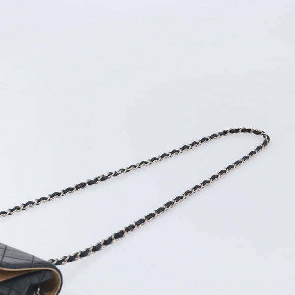 CHANEL Matelasse Chain Shoulder Bag Lamb Skin Black Beige CC Auth 210449V