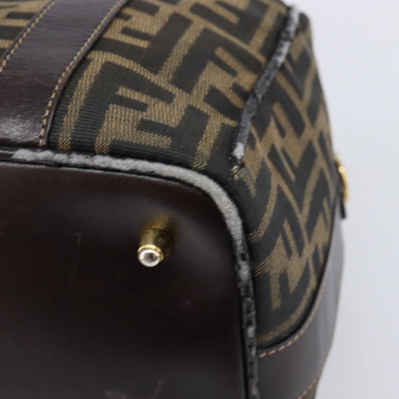 FENDI Zucca Canvas Hand Bag Black Brown Auth 210450