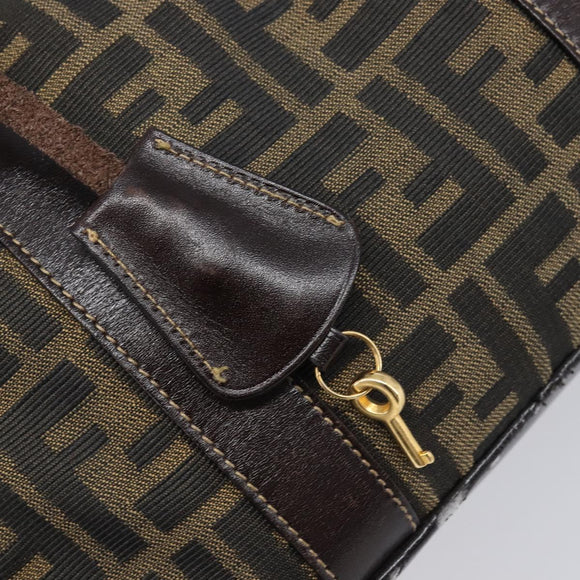 FENDI Zucca Canvas Hand Bag Black Brown Auth 210450
