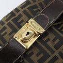 FENDI Zucca Canvas Hand Bag Black Brown Auth 210450-17