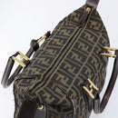 FENDI Zucca Canvas Hand Bag Black Brown Auth 210450-18