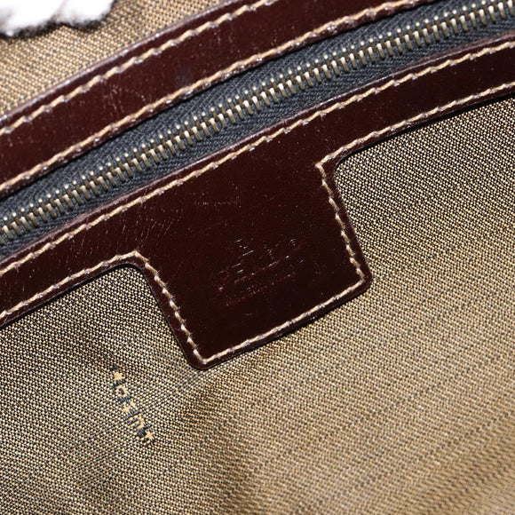 FENDI Zucca Canvas Hand Bag Black Brown Auth 210450