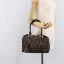 FENDI Zucca Canvas Hand Bag Black Brown Auth 210450-27